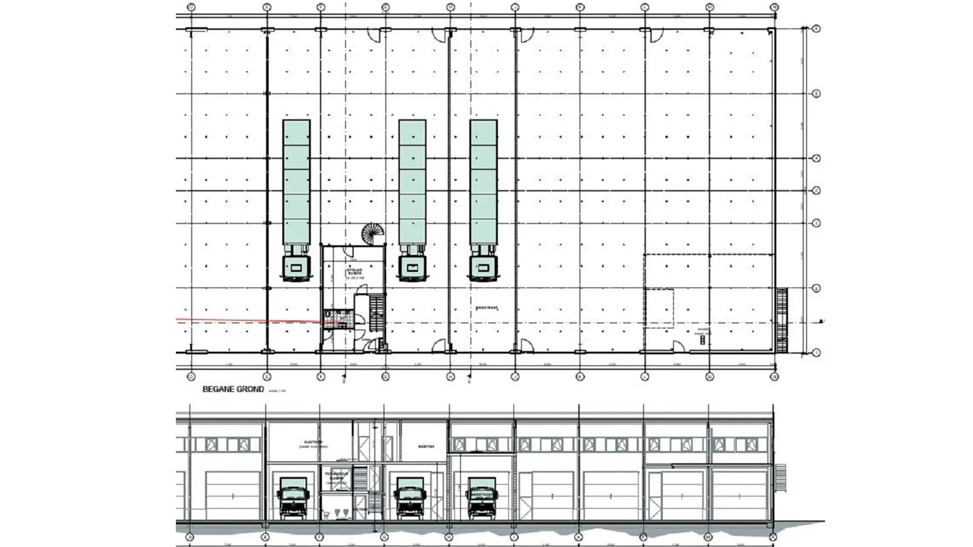 Tussenvloer bedrijfshal plan galerij 1